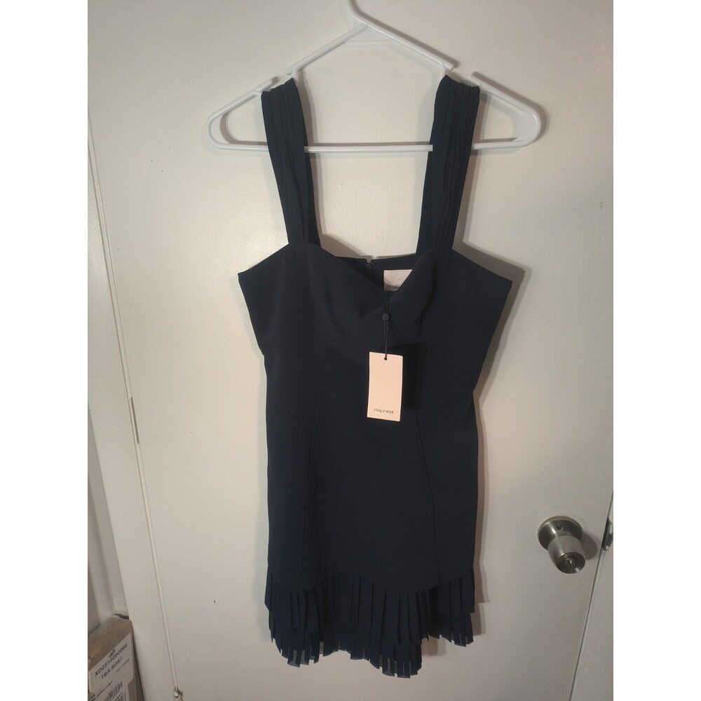 Cinq a Sept Adrienne Dress Navy Blue Size 4 NWT Ruffled Mini Cocktail MSRP $445